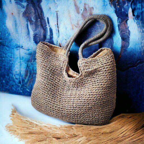Bolsa Grande em Palha com Alça de Mão e Transversal