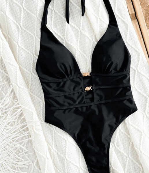 Maiô Preto Luxo detalhes em dourado