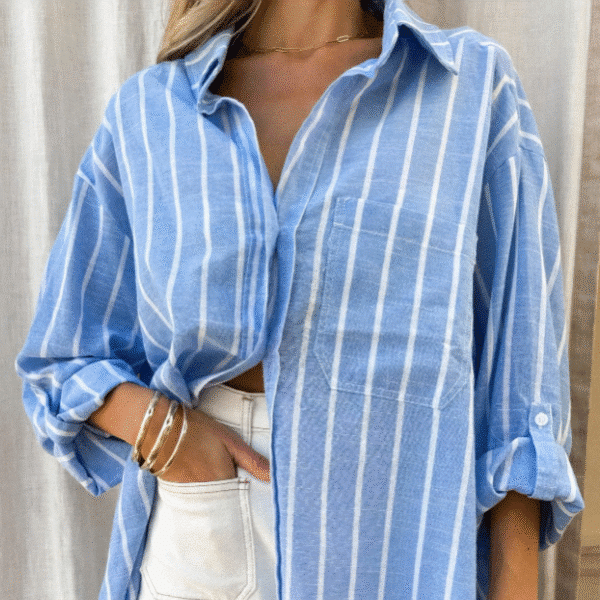 Camisa listrada azul/branco náutica